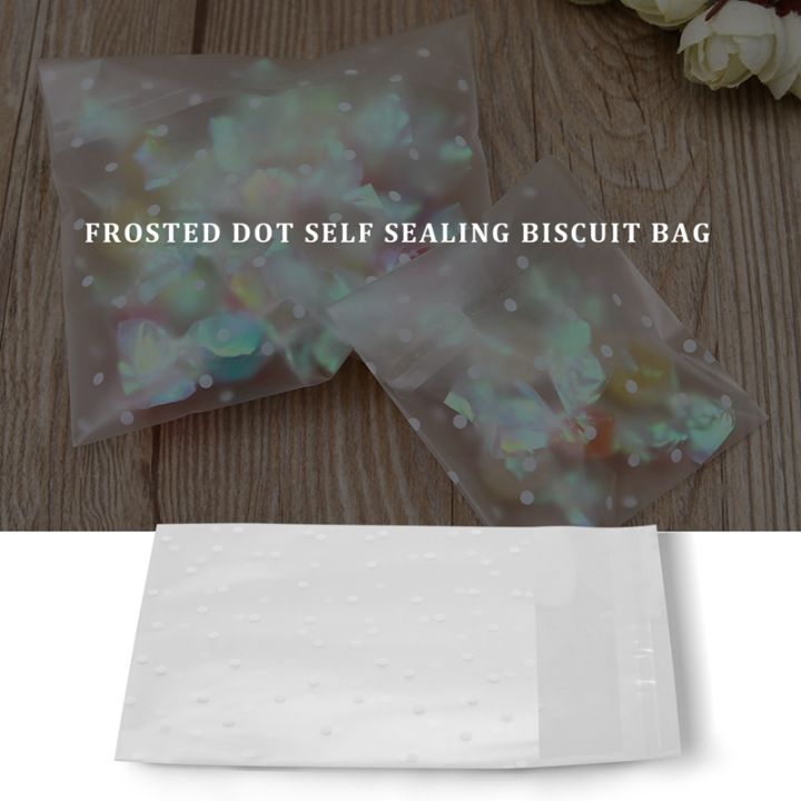 100pcs-frosted-cute-dots-plastic-pack-candy-cookie-soap-packaging-bags-cupcake-self-adhesive-sample-gift-bag