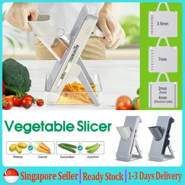 Safe Mandoline Slicer For Kitchen ,vegetable Chopper Food Veggie Cutter,  Multi Blades With Container For Potato Onion Meat Fruit , Adjustable  Thicknes