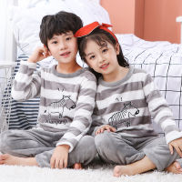 Children Long Sleeve Warm Flannel Pajamas 2020 Winter Boy Girl Sleepwear Cartoon Baby Nightwear Gift Kids Lovely Pyjamas Set