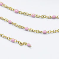 1m 3.28 Feet Handmade Stainless Steel Chains Soldered Golden Pink 1.5mm