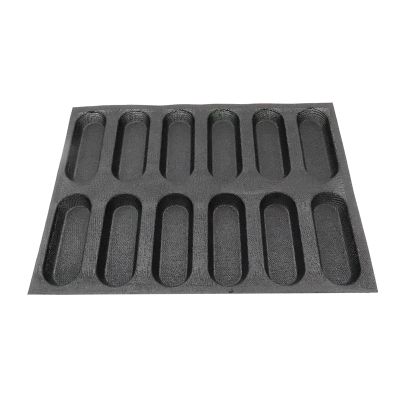 12 Holes Silicone Baguette Pan-Non-Stick Perforated French Bread Pan Forms,Hot Dog Molds, Baking Liners Mat Bread Mould