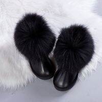 [COD] New anti-slip thickened womens short boots waterproof inner heightened oversized fox snow winter pearl pink