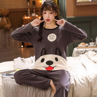 Pajamas For Couples Spring Autumn Animal Panda Comfortable Ladys Long Sleeve Cotton Leisure Home Clothes And Nightwear Suit 4XL