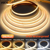 5MRoll IP65 Waterproof COB Strip LED Light 480 Ledsm DC 12V 24V Flexible 8mm Strip Tape for House Lighting DC Female Male Plug