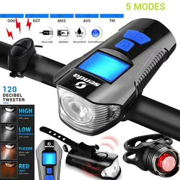 4IN1 LED Bike Light Waterproof Bicycle Front Lamp Headlight & Backlight