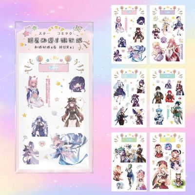 Anime Sticker Genshin Impact Cartoon Hand Account Stickers Student Stationery Sangonomiya Kokomi Yae Miko Kawaii Decorations