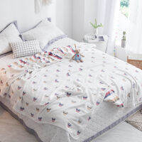 Cotton Blanket ขนาด 6ฟุต ทอลายทั้งผืน 2 ด้าน ผ้าห่มสาลู 6ชั้น Cotton100%