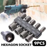 9/14 Buah Hexagon Nut Driver Drill Bit Socket Obeng Wrench Set untuk Electric Obeng Handle Tools No Magnetic