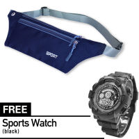 【With Free Waterproof Sport Watch】Waterproof Waist Bags Running Fanny Pack Waist Belt Women Waist Pack Pouch Belt Bag Men Purse Mobile Phone Pocket Case Camping Hiking Sports Bag