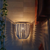 European r bluewhite wooden bead wall lamp bedroom bedside cafe LED lamp holiday Corridor Restaurant decorative wall lights