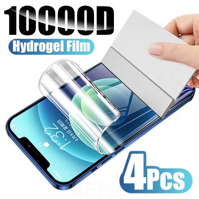 [spot goods66] 4PCS ฝาครอบ Hydrogel ฟิล์มสำหรับ iPhone 11 12 13 14 Pro Max Screen Protector สำหรับ iPhone 6 7 8 Plus X XS XR ป้องกันหน้าจอ