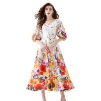 Womens Dress New Fashion Spring/Summer New  High Class  Dress Print  Maxi Dress