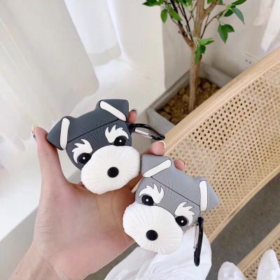 3D Lovely Schnauzer Dog Earphone Silicone Soft Case for AirPods 1 2 Pro 3rd Bluetooth Headset Charging Box Protective Cover Headphones Accessories