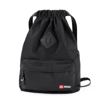 TINYAT Drawstring Backpack Sports Gym Bag for Women Men Children Large Size with Zipper and Water Bottle Mesh Pockets