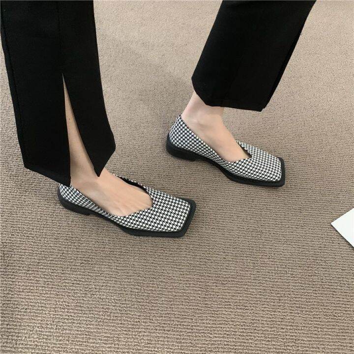 design-niche-low-heeled-shoes-french-retro-square-toe-shoes-loafers-2022-spring-shallow-mouth-beanie-shoes-for-women