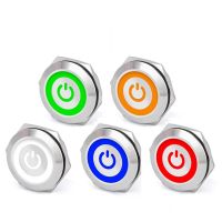 16/19/22/25/30mm Short Stroke Mini Waterproof Metal Push Button Switch Power Led Light Momentary 5V 12V 24V 220V Red Blue