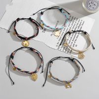 Bohemia Retro Style Stainless Steel Pendant Bracelet For Women Handmade Weave Rope Tassel Adjustable Bracelet Fashion Jewelry Printing Stamping