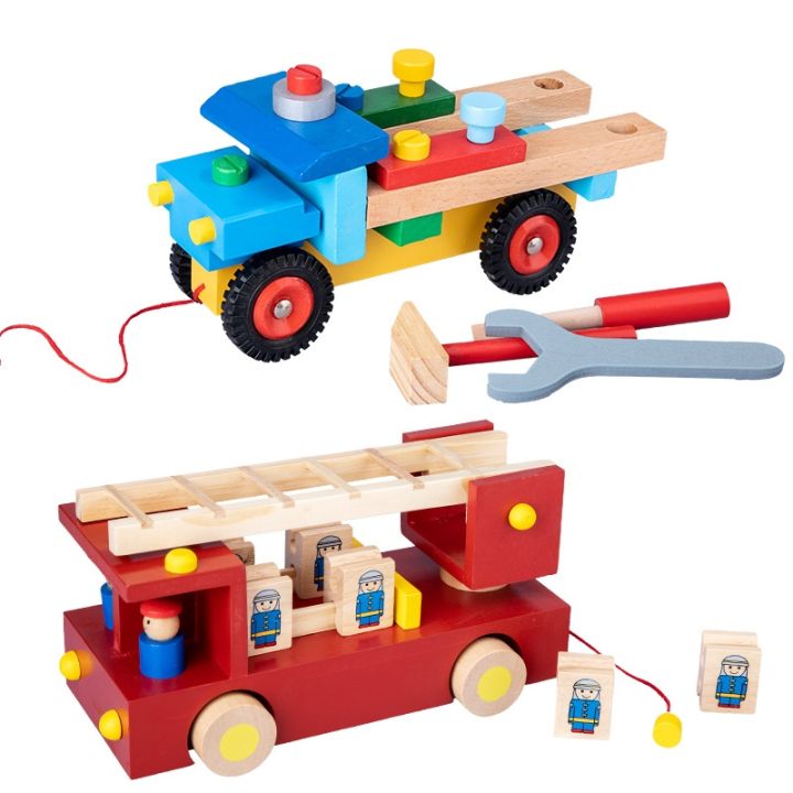 jiozpdn055186-brinquedo-de-madeira-infantil-ve-culo-engenharia-simula-o-transporte-camada-dupla-caminh-o-bombeiros-escavadeira-aeronave-porca-ferramenta
