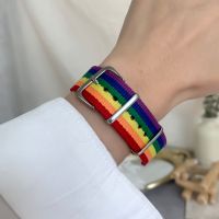 2022 New LGBT Rainbow Strap Bracelet for Men Women Fashion Watch Band Weave Couples Bracelet Personality Friendship Jewelry Gift Charms and Charm Brac