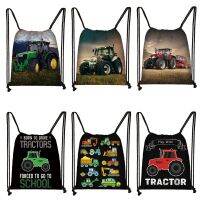 ✌  with Tractor Print Teenager Boys Rucksack Drawstring for Kids Book Shoes Holder