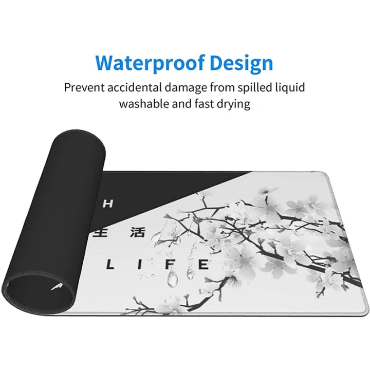 black-and-white-cherry-blossom-gaming-mouse-pad-large-mouse-mat-desk-pad-stitched-edges-mousepad-31-5-x-11-8-inch