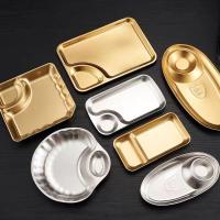 Stainless Steel Plate Childrens Canteen Divided Dishes Dinnerware Dinner Serving Kitchen Dumpling with Vinegar Dish Golden