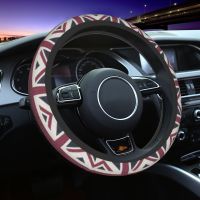 38cm Denim UK Flag Auto Car Steering Wheel Cover Union Jack Jeans Universal 15 Inch Steering Wheel Protector Fit for Sedan Steering Wheels Accessories