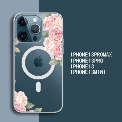 「16- digits」เคสโทรศัพท์ดีไซน์ย้อนยุค MagSafe แม่เหล็กสุดสำหรับ Iphone 13 12 Pro Max Mini Flower