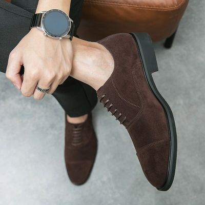 Mens Oxford Shoes Brand Suede Leather Shoes Vintage Slip-on Classic Casual Men Driving Shoes Wedding Male Dress Shoes Pointed