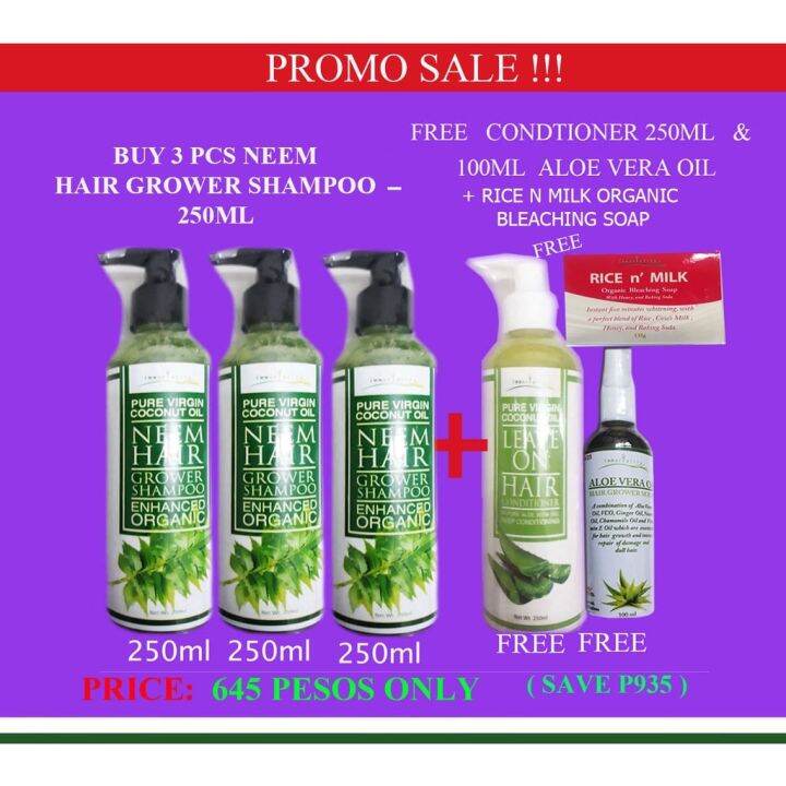 Organic Neem Hair Grower Shampoo pampatubo sa buhok at pang paitim ng buhok. Lazada PH