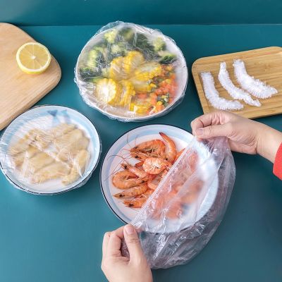100pcs Saran Wrap Disposable Food Cover Food Grade Fruit Fresh-keeping Plastic Bag Kitchen Accessories