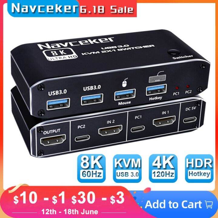 navceker-8k-สวิตช์-kvm-hdmi-รองรับ4k-120hz-2พอร์ต-hd-สวิตช์-kvm-กล่อง-usb-สำหรับแชร์จอภาพแป้นพิมพ์และเมาส์เครื่องพิมพ์พีซี