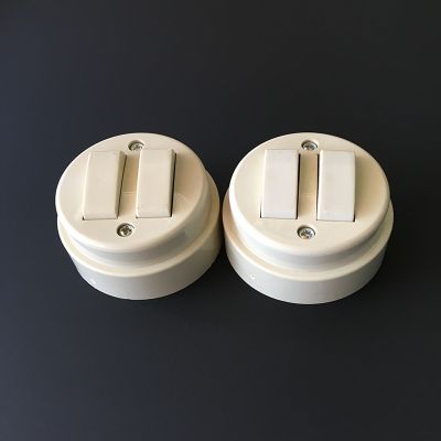 2 pcs Home decoration double control switch surface mounted round flat switch