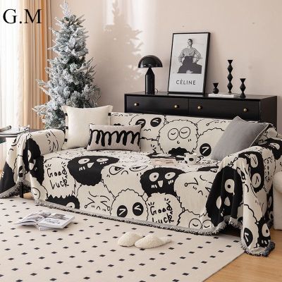 【CW】✱  Cartoon Sofa Cover with Tassels Blankets for Bed Ins Throw Blanket Outdoor Camping