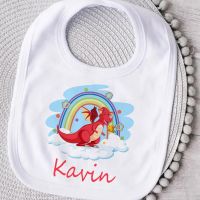 【YD】 Custom Name Baby Bibs Personalized Bib Cartoon Print Toddler Cotton Saliva Newbron Burp Cloths