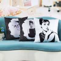 Audrey Hepburn ผ้าลินินหมอนอิงตกแต่งบ้าน Gratis Ongkir โยนเบาะตกแต่งโซฟาหมอนหมอนผ้าฝ้าย