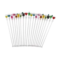 20Pcs Tropical Drink Stirrers Cocktail Drink Stirrers 9 inch Mixer Bar with Wine Glass Patterns, Reusable Gin Stirrers