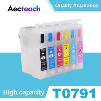 Aecteach T0795 T0794 T0793 T0792 T0791ตลับหมึกรีฟิล T0796สำหรับ Epson Stylus Photo 1500W P50เครื่องพิมพ์1430ช่างฝีมือ