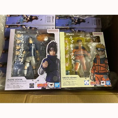 Original S.h.figuarts SHF อะนิเมะนารูโตะ Uchiha Sasuke Uzumaki Naruto แบบสำเร็จรูปของเล่นของขวัญคริสต์มาสตุ๊กตาขยับแขนขาได้