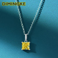 DIMINGKE 6*6MM Square High Carbon Diamond Pendant Necklace S925 Silver Jewelry OL Style Party Birthday Gift