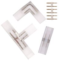 2 pin L T shape  Corner connector middle plug With Copper needle for 110V 220V LED Strip 5050 3014 2835 single colorWires Leads Adapters