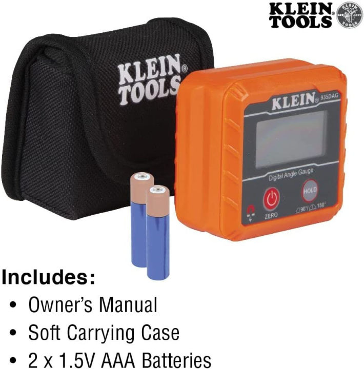 klein-tools-935dag-digital-electronic-level-and-angle-gauge-measures-0-90-and-0-180-degree-ranges-measures-and-sets-angles