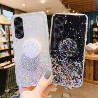 เคสสำหรับ Honor 90 Lite 90 Pro เคสนิ่มประดับเลื่อมรูปดวงจันทร์ระยิบระยับขาตั้งพับได้ซิลิโคนใสกันตกสำหรับ Honor 90 Lite 90 Pro ฝาหลัง