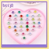 BTTJ0 36Pcs เพชรน้ำเพชร ของเล่นแหวนเด็ก ปรับขนาดได้ เครื่องประดับแฟชั่นเครื่องประดับ แหวนเพชรน้ำ น่ารักมากๆ แบบสุ่มสไตล์ แหวนปรับได้ ของขวัญวันเกิดของขวัญ