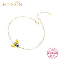 JECIRCON 925 Sterling Silver Cute Cartoon Small Bee Bracelet for Women 18k Gold Plated Small Fresh Fashion All match Jewelry