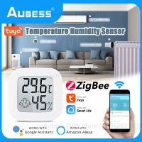 AUBESS Tuya ZigBee อุณหภูมิความชื้น Sensor Smart Life Home เครื่องวัดอุณหภูมิในร่ม Hygrometer พร้อมจอแสดงผล Alexa Assistant