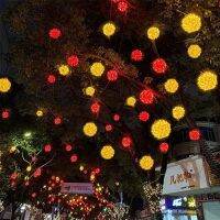 20/30ซม.ลูกบอลหวาย LED ไฟสายแบบเทพนิยาย Christmas Tree แขวนโคมไฟ Street Garland สำหรับกลางแจ้งแต่งงานในสวน