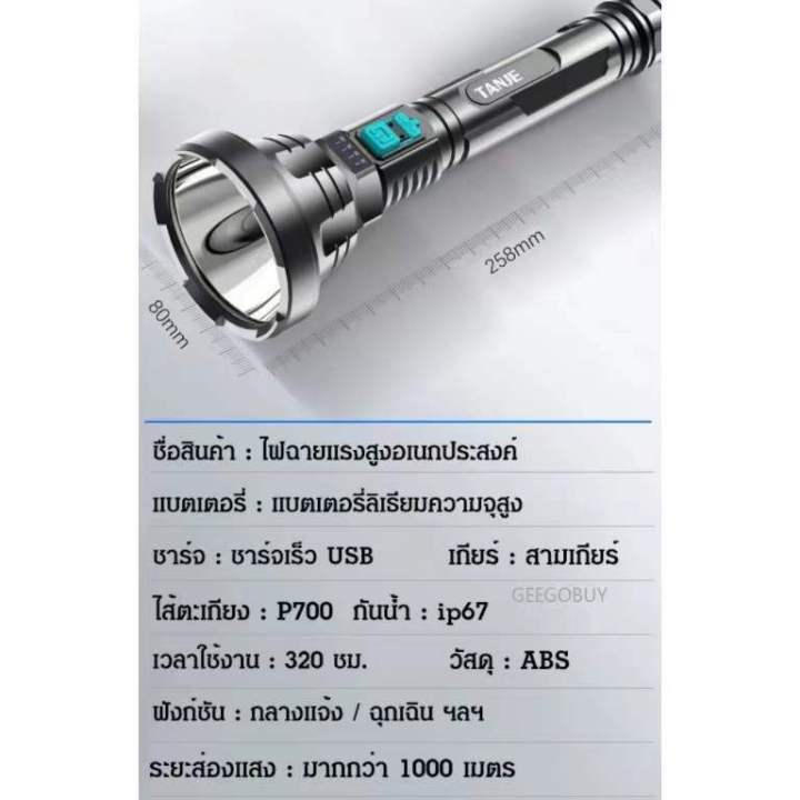 a13-y1239-ใช้งาน-20-ปีไม่เสียหาย-ไฟฉายแรงสูงมัลติฟังก์ชั่น-เป็นทั้งไฟฉายได้-เป็นเพาเวอร์แบงค์ได้-ไส้ตะเกียงสว่างสูง-สว่างกว่าไฟรถยนต์-หลอดไฟ-ยังไม่มีคะแนน