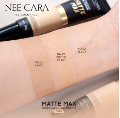 NEE CARA MATTE MAX CONCEALER BB CREAM N366  นีคาร่า บีบีครีม ครีมรองพื้น เนื้อนุ่ม คุมมัน ไม่เป็นคราบ**ของแท้ พร้อมส่ง