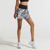 Summer Female Tennis Workout Sports Skorts Zebra Printed Womens Golf Wear High Waist Yoga Fitness Short Skirts With Zip Pocket